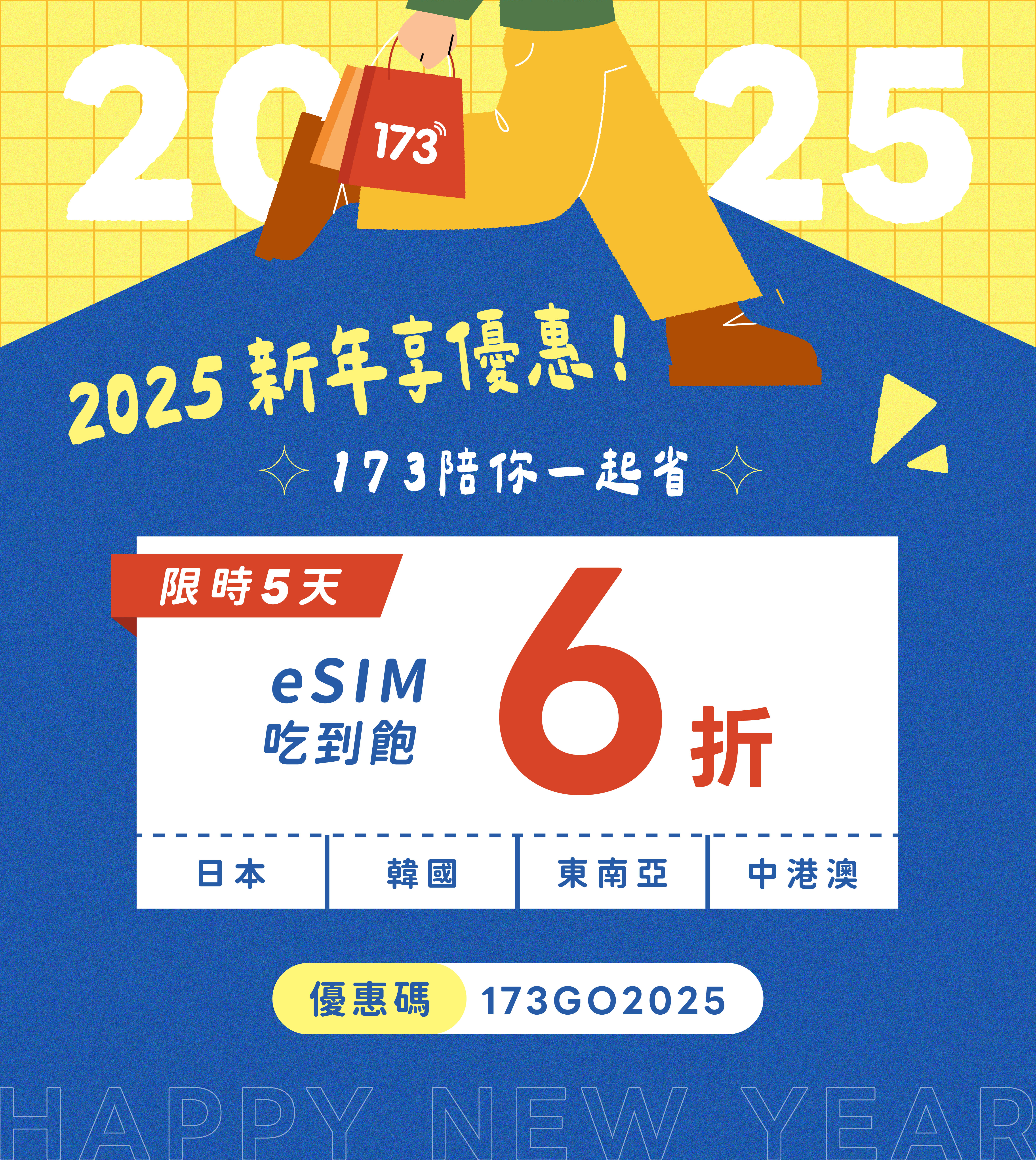 2025新年享優惠eSIM吃到飽(6折)